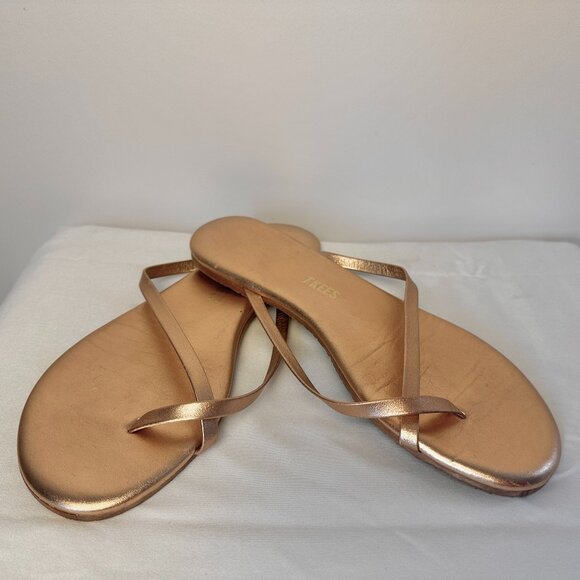 Tkees Womens Riley Metallics Sandal in Beach Pearl Criss-Cross Straps, Size 7 - Picture 5 of 10